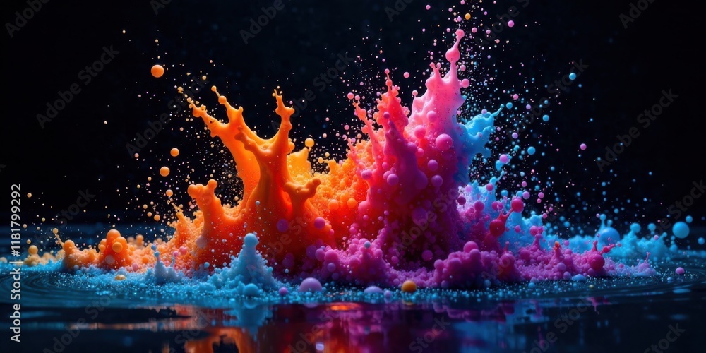 Aufkleber vibrant colored liquid collision creating an abstract art splash