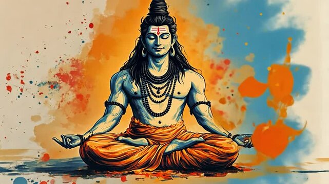 Shiva statue, the Hindu god, in meditating