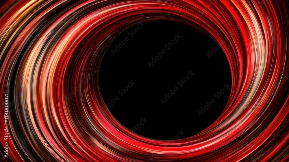 Poster abstract red and black swirling vortex with central empty space