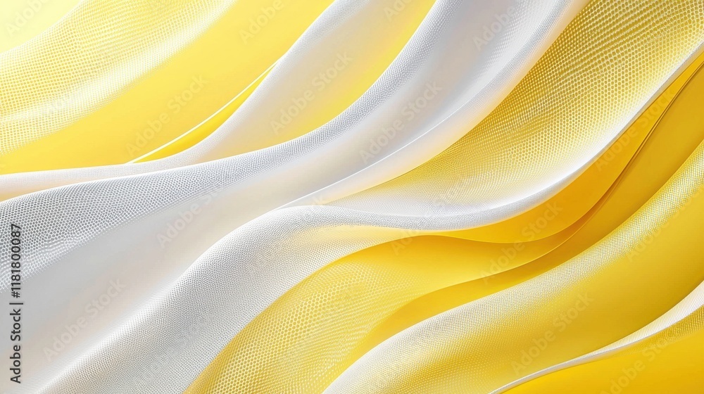 Poster flowing yellow and white fabric texture abstract background textile design minimalist environment so