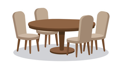 Fototapeta premium Minimalist Empty Dining Table and Chair Vector Illustration isolated on white background 