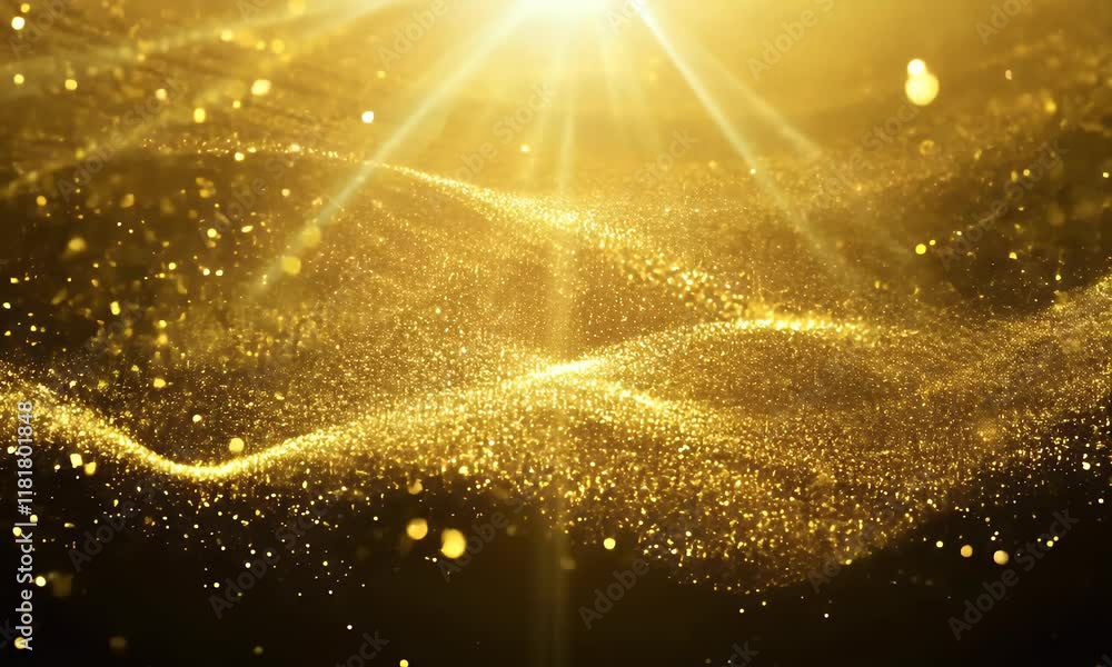 Aufkleber a mesmerizing abstract background with golden glowing particles, sparkling bokeh effects, and shimme
