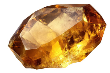 Isolated Large Citrine Crystal on White Background