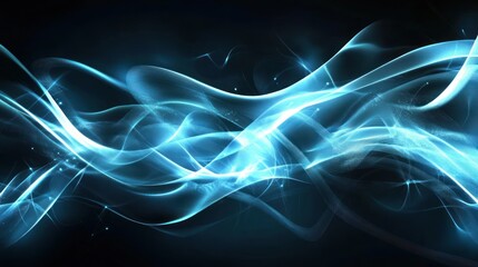 Fototapeta premium Abstract Blue Glowing Waves: A Digital Art Piece