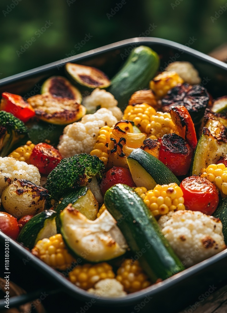 Aufkleber freshly roasted vegetables in a rustic bowl showcasing a vibrant array of colors and textures with g