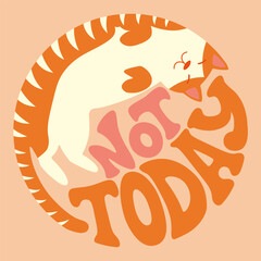 Lazy Cat Illustration with 