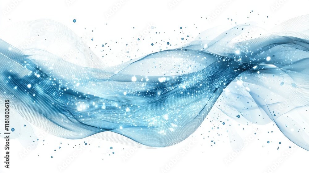 Poster dynamic abstract wave network in deep blue digital art modern design calm environment artistic viewp