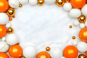Orange Gold White Balloons 3D Render