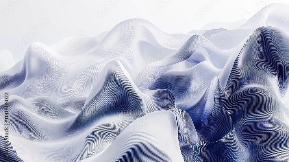 Poster abstract wave network in navy blue a minimalistic digital art display virtual environment calm conce