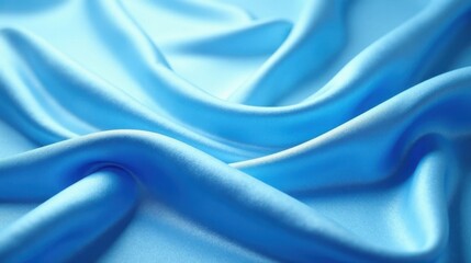 Fototapeta premium Serene Light Blue Silk Fabric Draped in Elegant Waves and Soft Folds