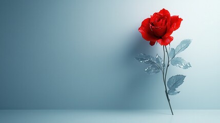 Elegant Red Rose on Minimalist Background for Art and Decoration Purposes