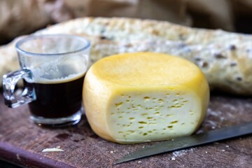 Original Brazilian rustic cheese known as meia cura