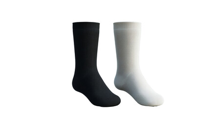 White and black blank socks mockup template on a transparent background