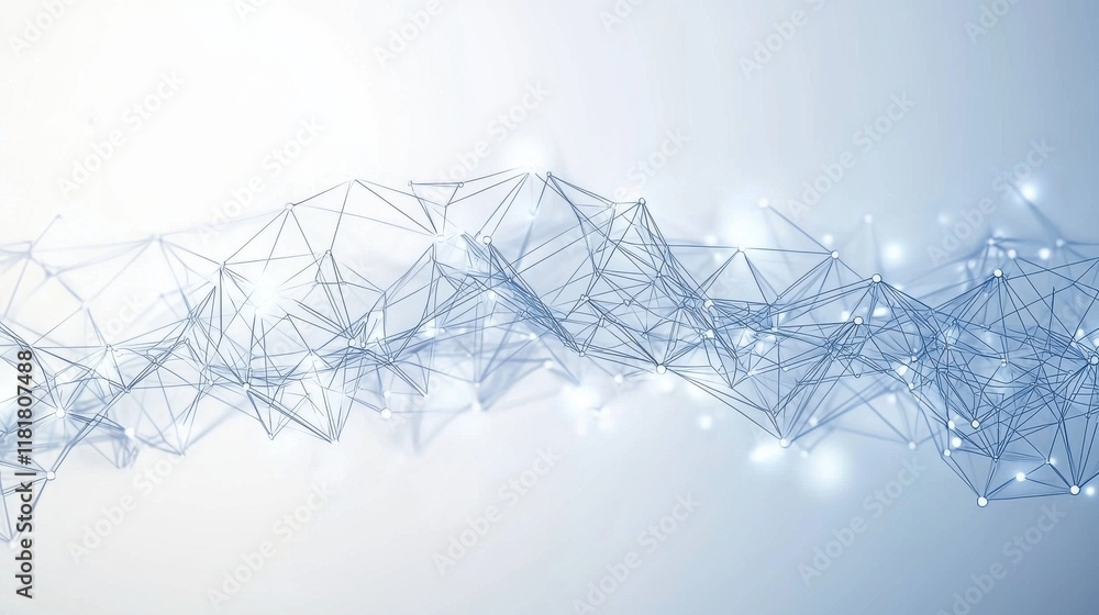 Poster dynamic wave network patterns in pastel blue abstract digital art modern aesthetic minimalist style