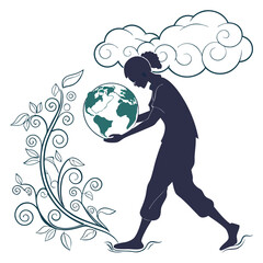 silhouette eco conscious on white background