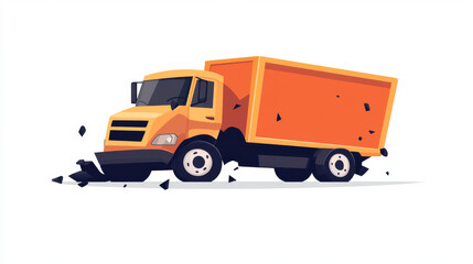 Car crash, damage or accident line icon. Automobile driving safety and insurance thin line symbol. Car collision, traffic violation outline vector pictogram with truck crushing in passenger car