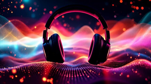 headphones and music notes