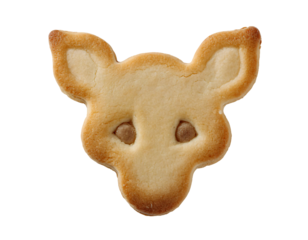 Delicate deer-shaped butter cookie with minimalistic design and fine details on an isolated black background, perfect for wildlife-themed desserts and creative snack photography
