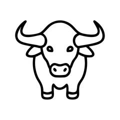 buffalo icon, animals line art, animals vector - simple black line art icon of buffalo perfect for logos, and animals -themed designs.