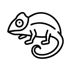 chameleon icon, animals line art, animals vector - simple black line art icon of chameleon perfect for logos, and animals -themed designs.