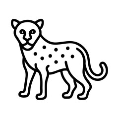 cheetah icon, animals line art, animals vector - simple black line art icon of cheetah perfect for logos, and animals -themed designs.
