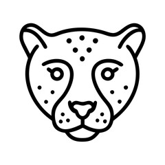 cheetah icon, animals line art, animals vector - simple black line art icon of cheetah perfect for logos, and animals -themed designs.