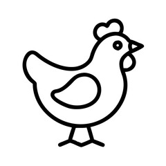 chicken icon, animals line art, animals vector - simple black line art icon of chicken perfect for logos, and animals -themed designs.