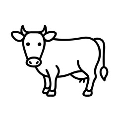cow icon, animals line art, animals vector - simple black line art icon of cow perfect for logos, and animals -themed designs.