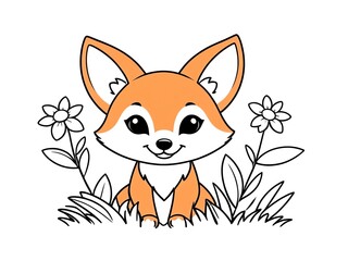 Obraz premium Adorable Fox Kit in a Flowery Meadow