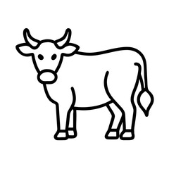 cow icon, animals line art, animals vector - simple black line art icon of cow perfect for logos, and animals -themed designs.