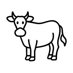 cow icon, animals line art, animals vector - simple black line art icon of cow perfect for logos, and animals -themed designs.