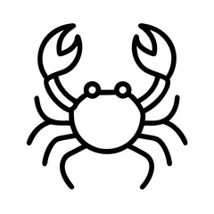 crab icon, animals line art, animals vector - simple black line art icon of crab perfect for logos, and animals -themed designs.