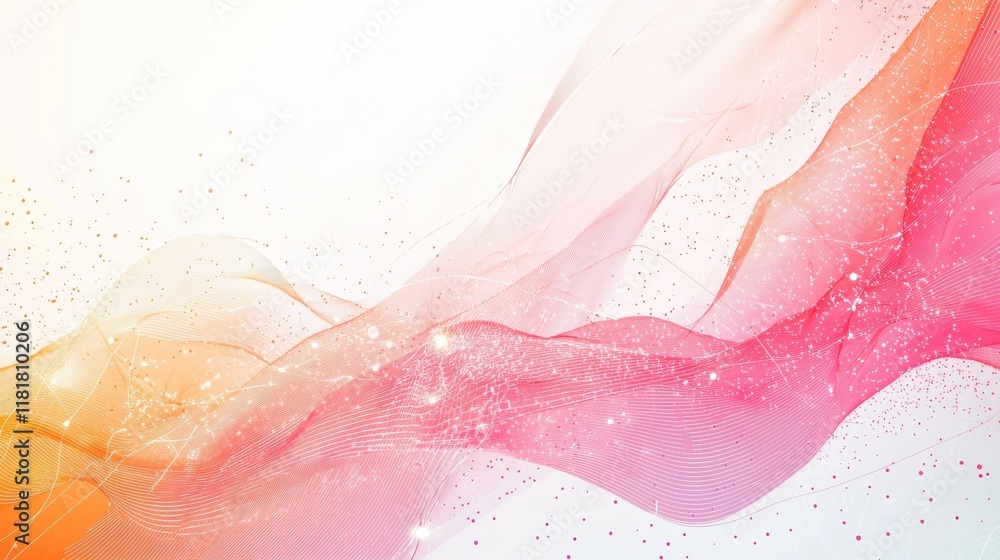 Poster dynamic abstract waves sunset gradient digital art serene environment expansive view visual harmony