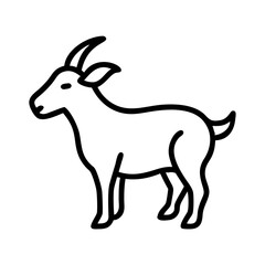 goat icon, animals line art, animals vector - simple black line art icon of goat perfect for logos, and animals -themed designs.
