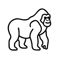 gorilla icon, animals line art, animals vector - simple black line art icon of gorilla perfect for logos, and animals -themed designs.
