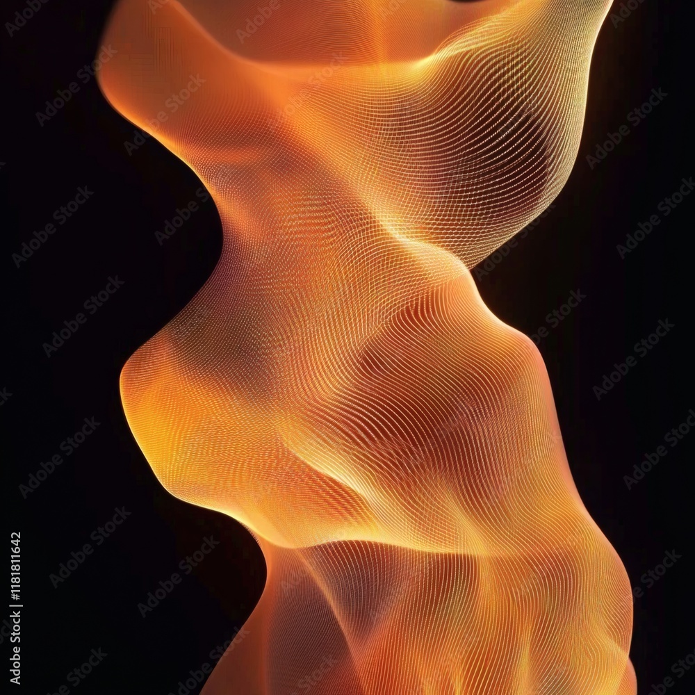 Poster abstract orange and yellow wave motion background with lines, gradient texture design
