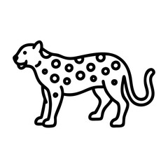 leopard icon, animals line art, animals vector - simple black line art icon of leopard perfect for logos, and animals -themed designs.