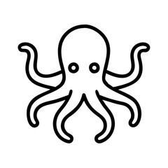 octopus icon, animals line art, animals vector - simple black line art icon of octopus perfect for logos, and animals -themed designs.