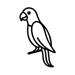 parrot icon, animals line art, animals vector - simple black line art icon of parrot perfect for logos, and animals -themed designs.