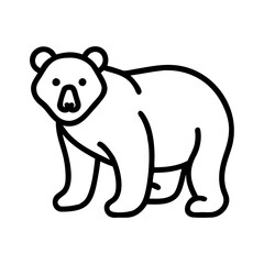 polar bear icon, animals line art, animals vector - simple black line art icon of polar bear perfect for logos, and animals -themed designs.