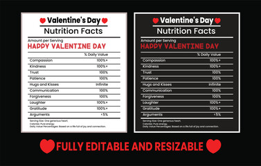 Valentine's Day Nutrition Facts Design: Perfect T-Shirt Idea for Love and Fun!