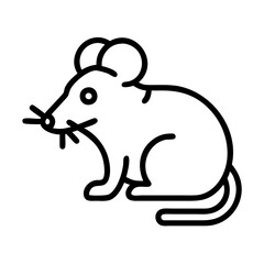 rat icon, animals line art, animals vector - simple black line art icon of rat perfect for logos, and animals -themed designs.