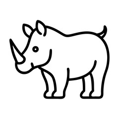 rhino icon, animals line art, animals vector - simple black line art icon of rhino perfect for logos, and animals -themed designs.