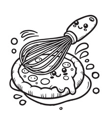 Whisk whisking a pizza children's coloring pages