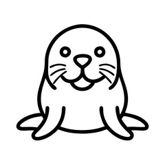 seal icon, animals line art, animals vector - simple black line art icon of seal perfect for logos, and animals -themed designs.