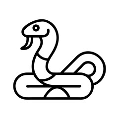 snake icon, animals line art, animals vector - simple black line art icon of snake perfect for logos, and animals -themed designs.
