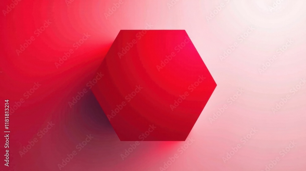 Aufkleber Abstract Crimson Hexagon Shape on a Gradient Background
