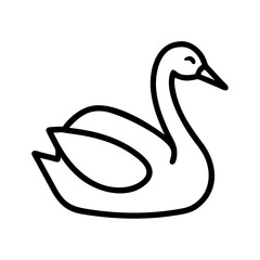 swan icon, animals line art, animals vector - simple black line art icon of swan perfect for logos, and animals -themed designs.