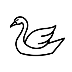 swan icon, animals line art, animals vector - simple black line art icon of swan perfect for logos, and animals -themed designs.