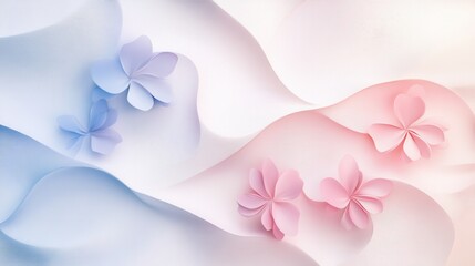 Obraz premium Delicate pastel wave patterns with floral elements digital art abstract soft light tranquil concept